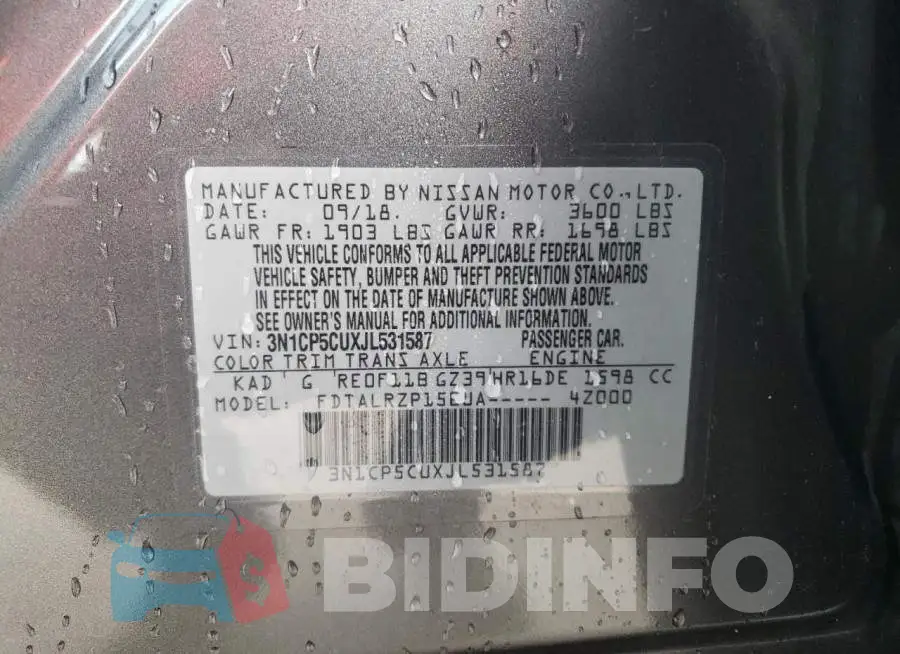 3N1CP5CUXJL531587 Photo# 14