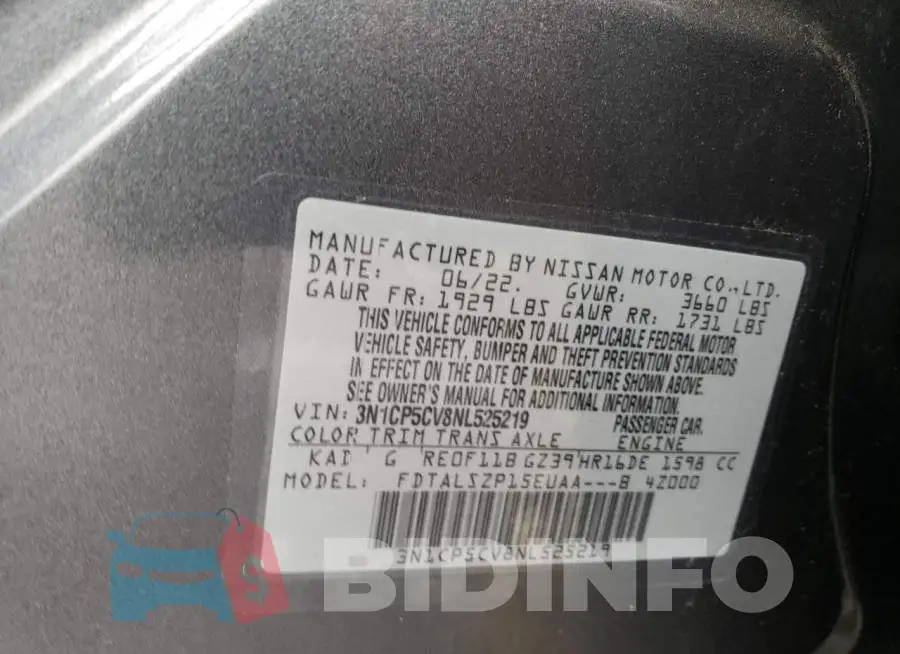 3N1CP5CV8NL525219 Photo# 13