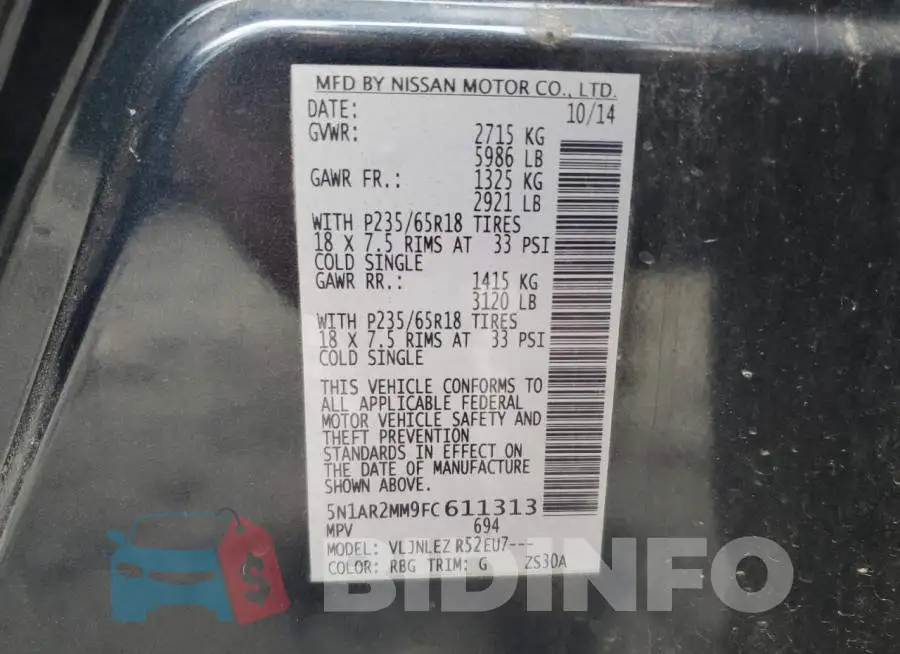 5N1AR2MM9FC611313 Photo# 12
