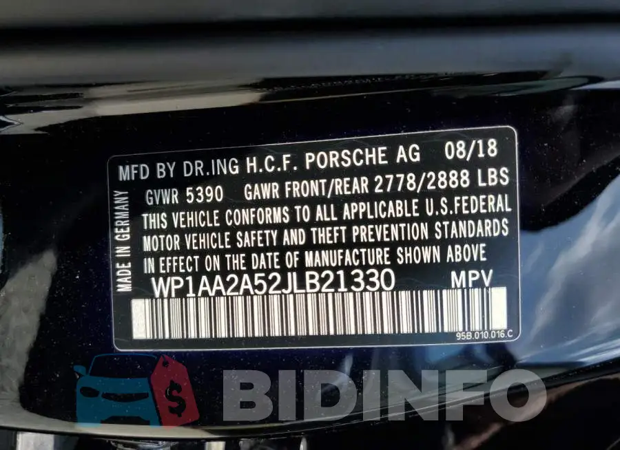 WP1AA2A52JLB21330 Photo# 13