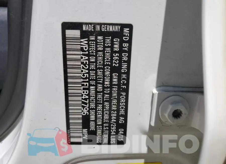 WP1AF2A51FLB47796 Photo# 13