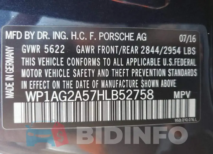 WP1AG2A57HLB52758 Photo# 12