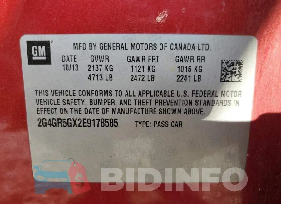 2G4GR5GX2E9178585 Photo# 12