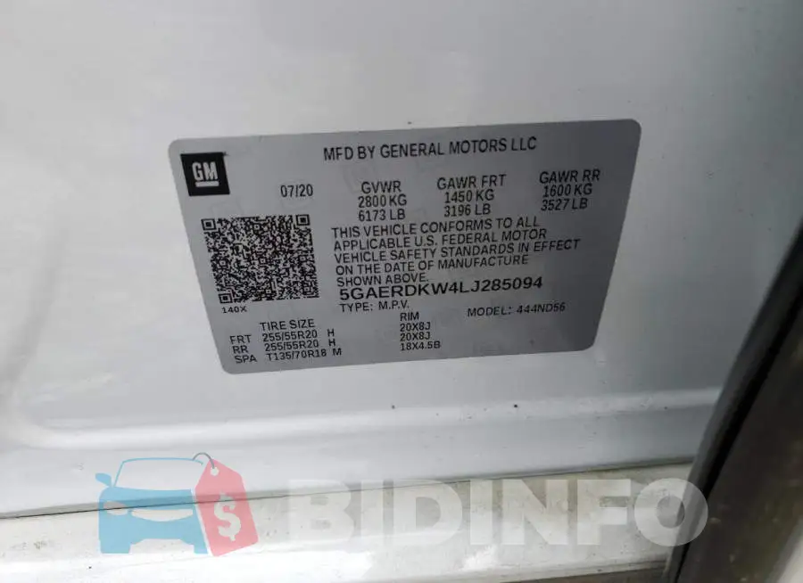 5GAERDKW4LJ285094 Photo# 13