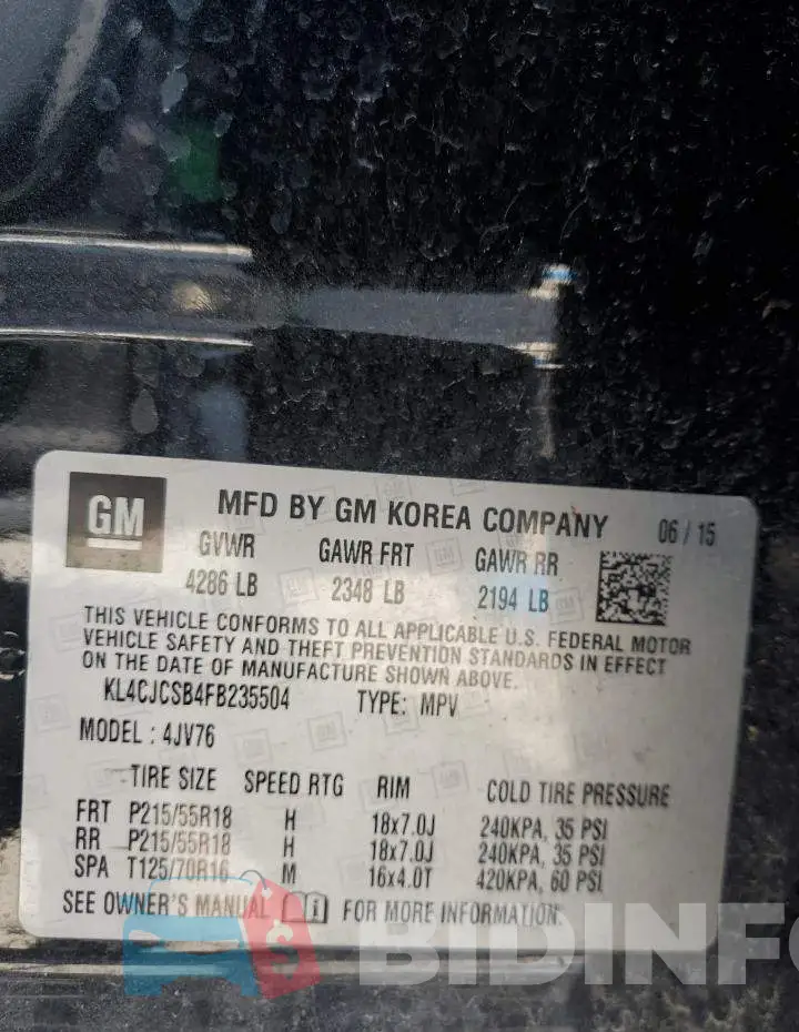 KL4CJCSB4FB235504 Photo# 14