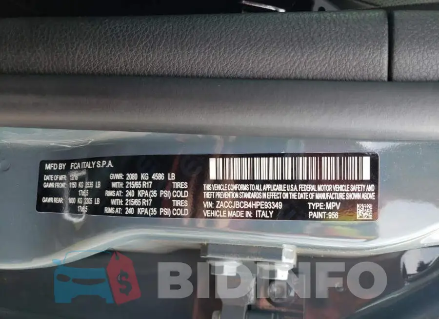ZACCJBCB4HPE93349 Photo# 12