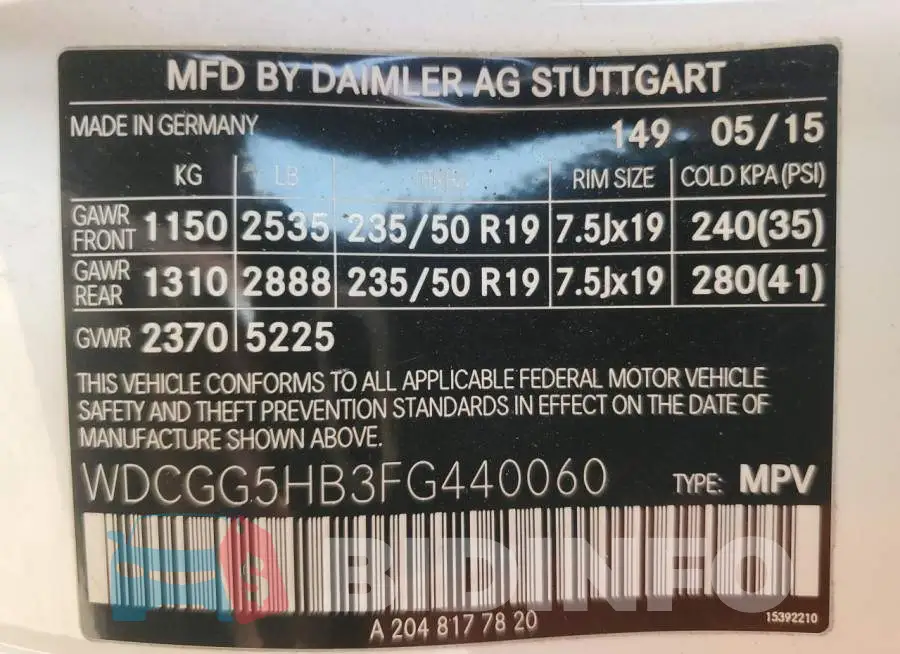 WDCGG5HB3FG440060 Photo# 12