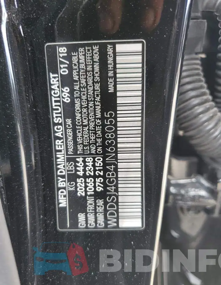 WDDSJ4GB4JN638055 Photo# 12
