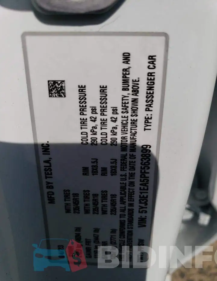 5YJ3E1EA5PF563899 Photo# 12