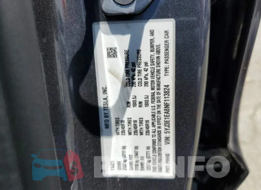 5YJ3E1EA8NF113824 Photo# 12
