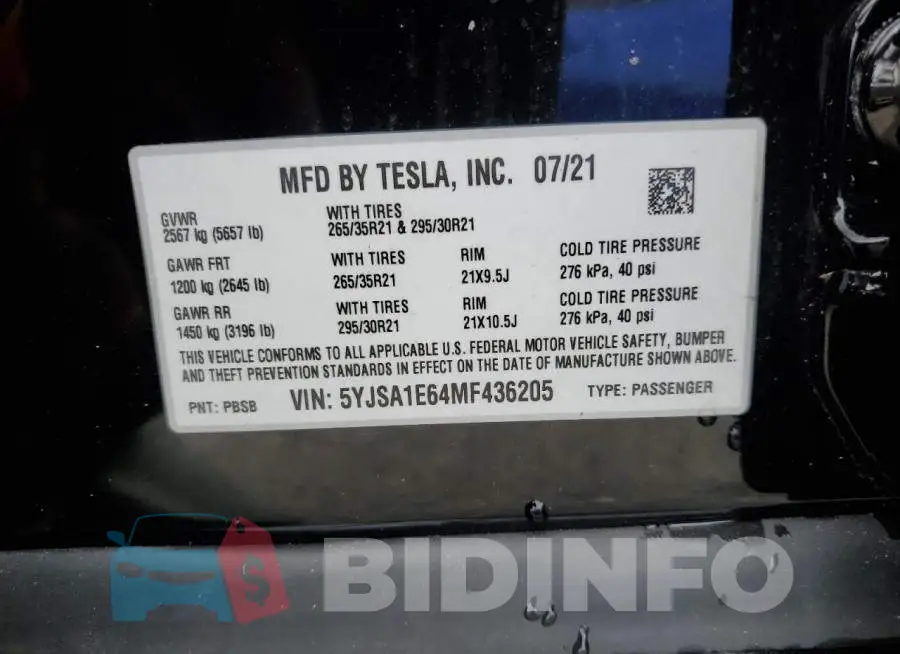 5YJSA1E64MF436205 Photo# 13