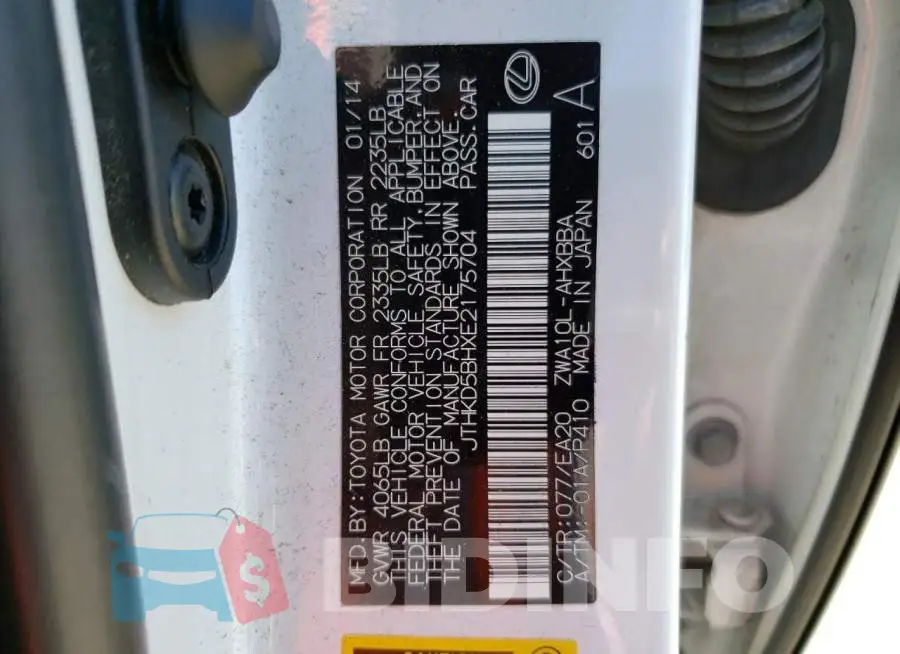 JTHKD5BHXE2175704 Photo# 13
