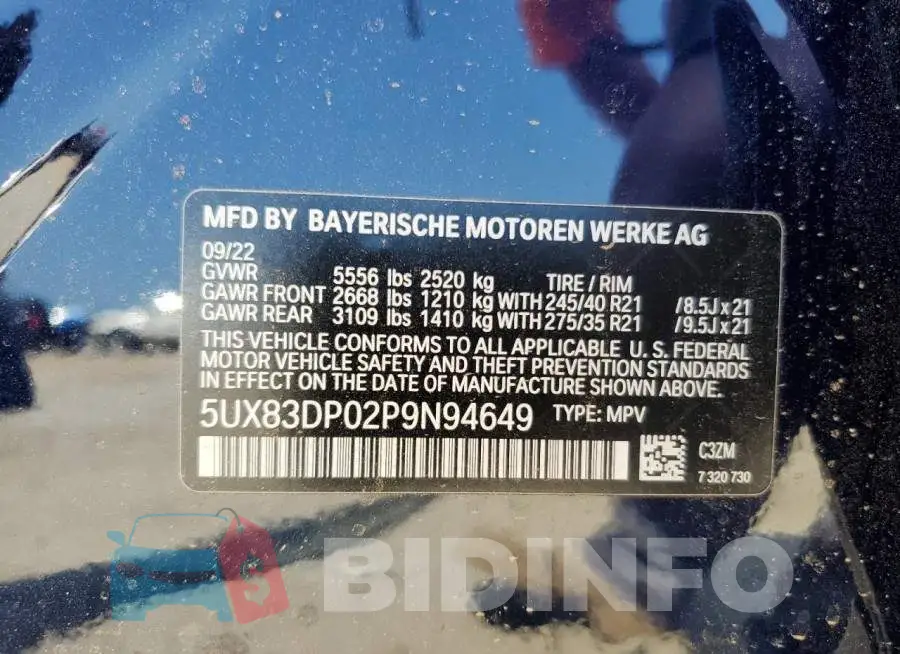 5UX83DP02P9N94649 Photo# 12