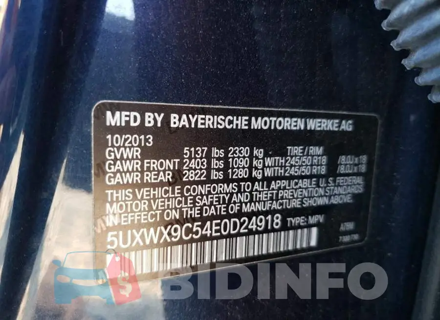 5UXWX9C54E0D24918 Photo# 13