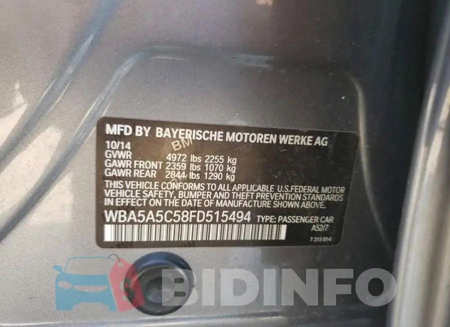 WBA5A5C58FD515494 Photo# 12