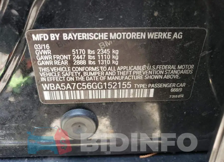 WBA5A7C56GG152155 Photo# 12