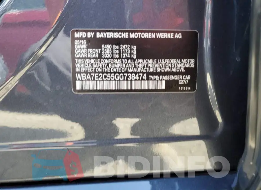 WBA7E2C55GG738474 Photo# 13