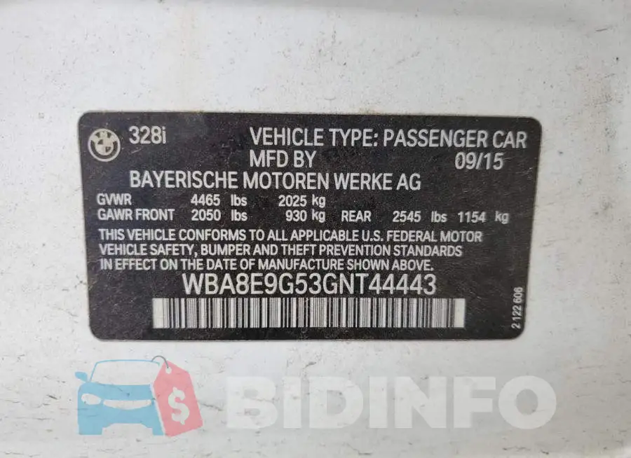 WBA8E9G53GNT44443 Photo# 12