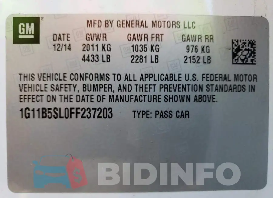 1G11B5SL0FF237203 Photo# 12