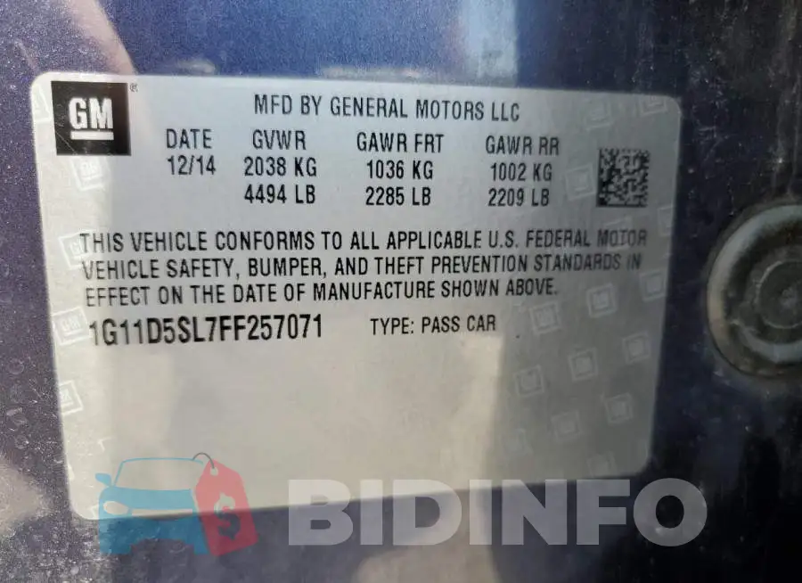 1G11D5SL7FF257071 Photo# 12