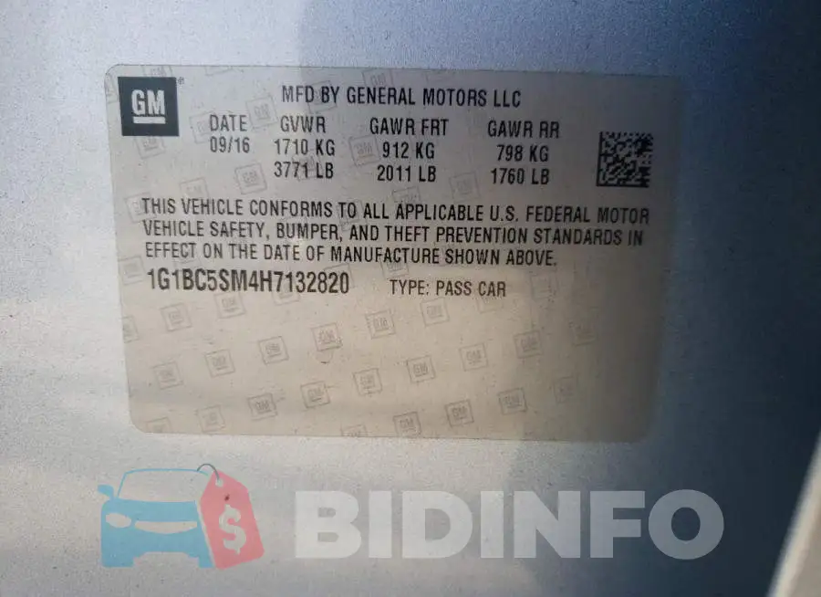 1G1BC5SM4H7132820 Photo# 12