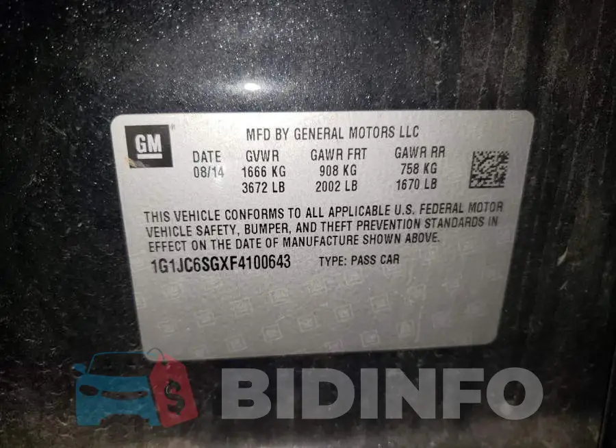 1G1JC6SGXF4100643 Photo# 12