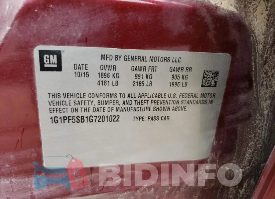 1G1PF5SB1G7201022 Photo# 13