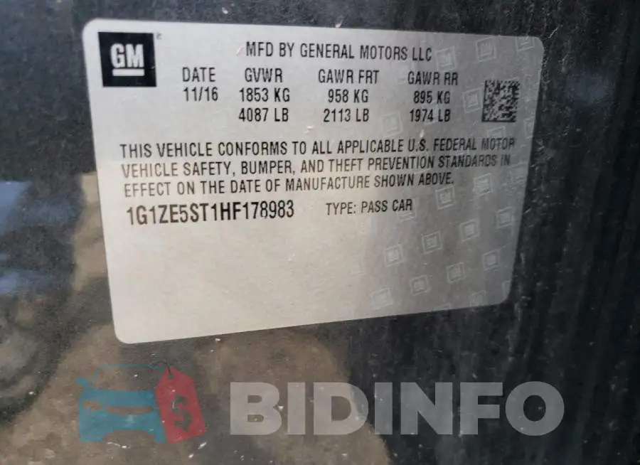1G1ZE5ST1HF178983 Photo# 13
