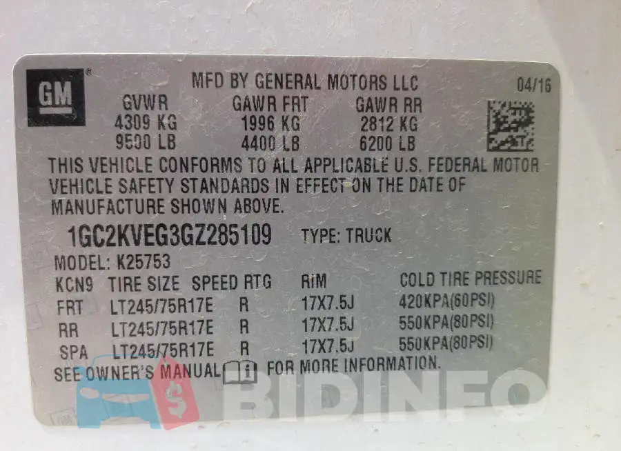 1GC2KVEG3GZ285109 Photo# 12