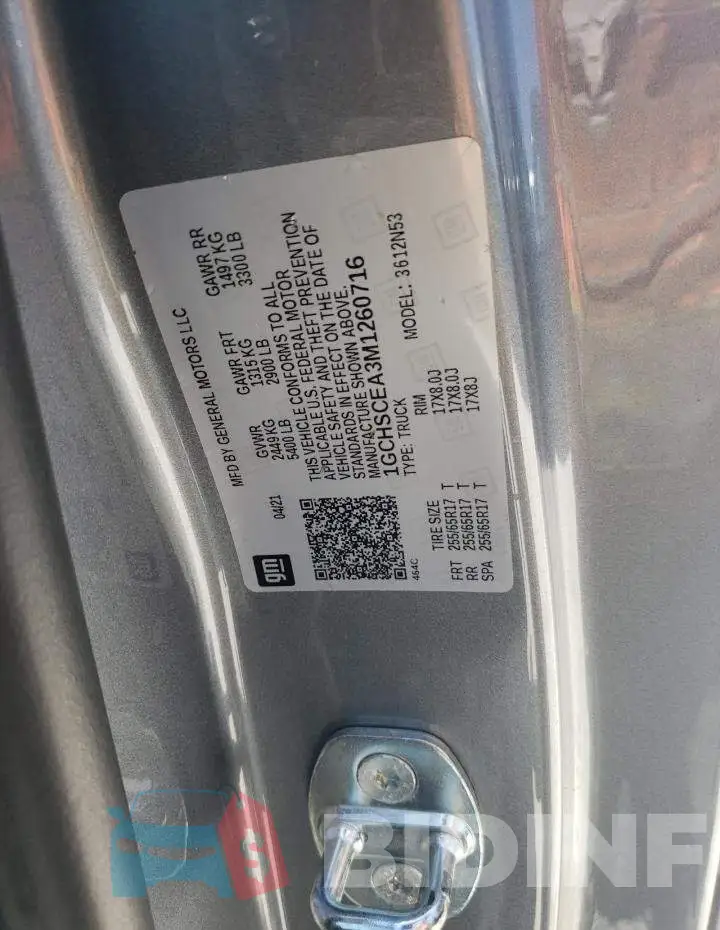 1GCHSCEA3M1260716 Photo# 12