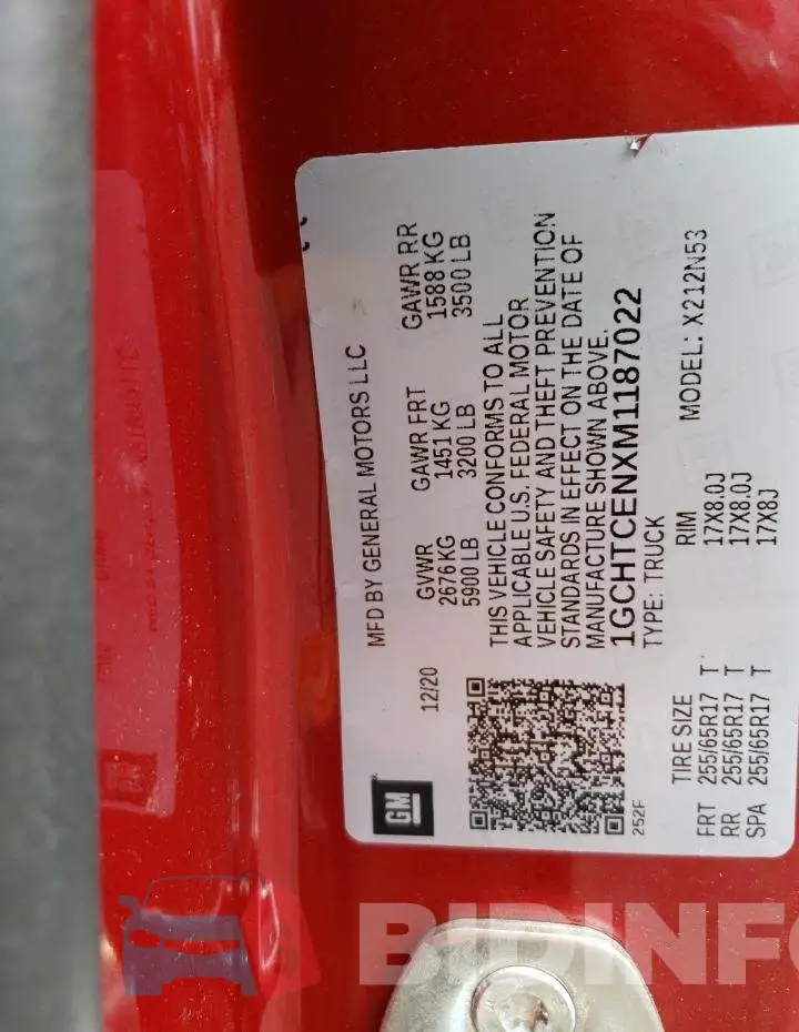 1GCHTCENXM1187022 Photo# 12