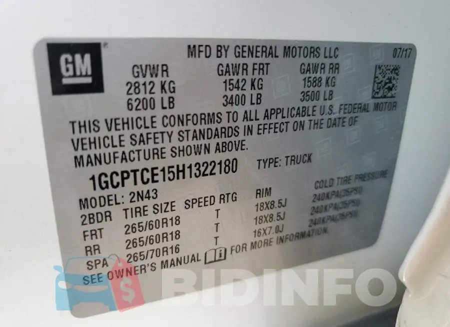 1GCPTCE15H1322180 Photo# 12