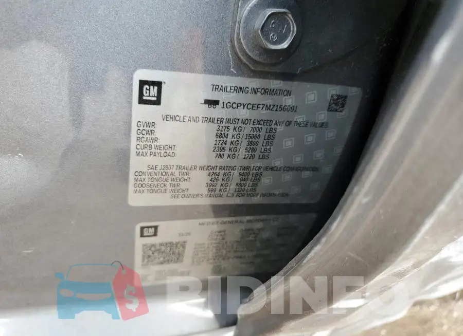 1GCPYCEF7MZ156091 Photo# 12