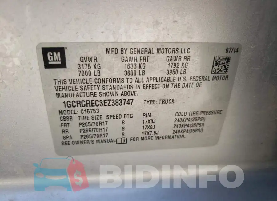 1GCRCREC3EZ383747 Photo# 12