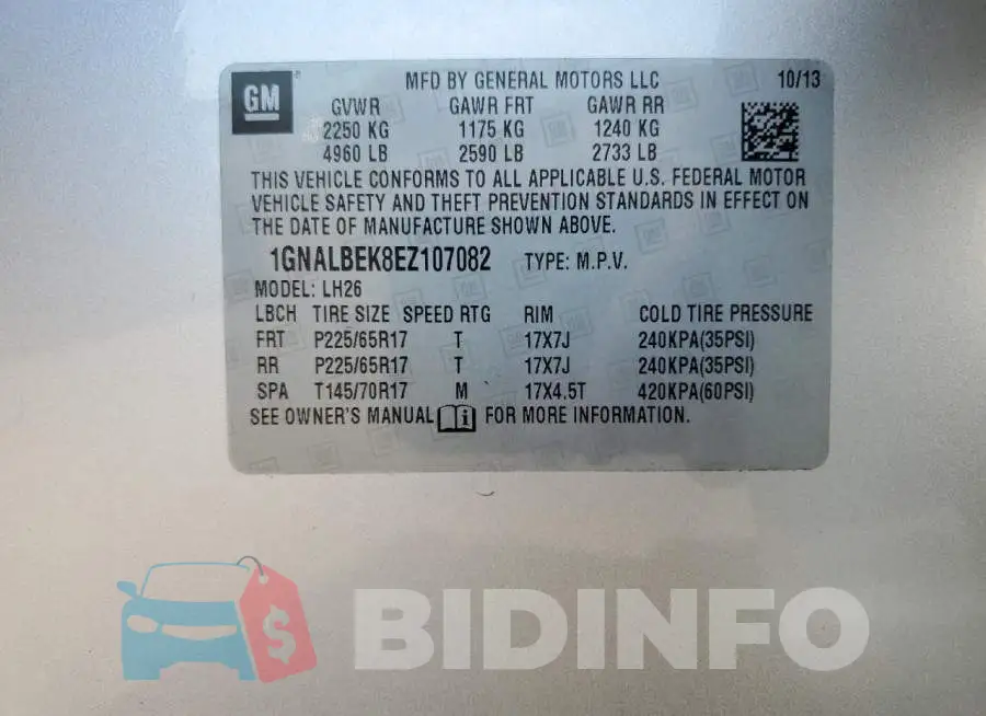 1GNALBEK8EZ107082 Photo# 13
