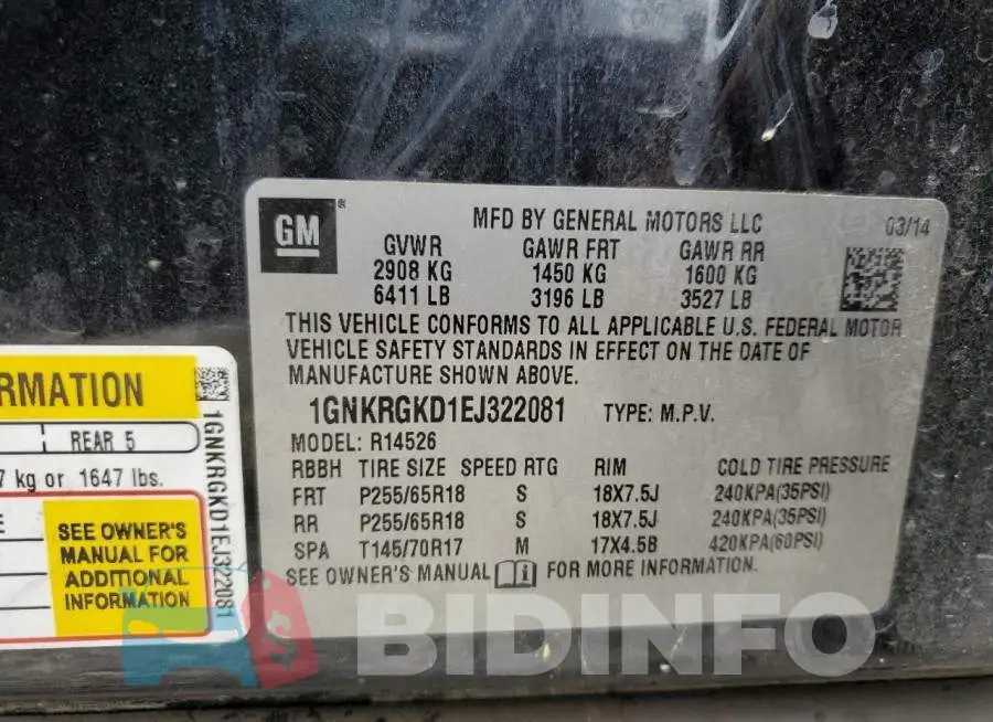 1GNKRGKD1EJ322081 Photo# 12