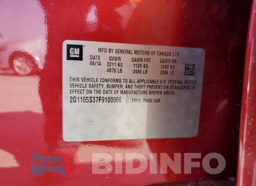 2G1165S37F9100966 Photo# 12