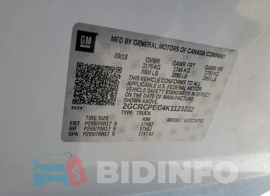 2GCRCPEC4K1123222 Photo# 12