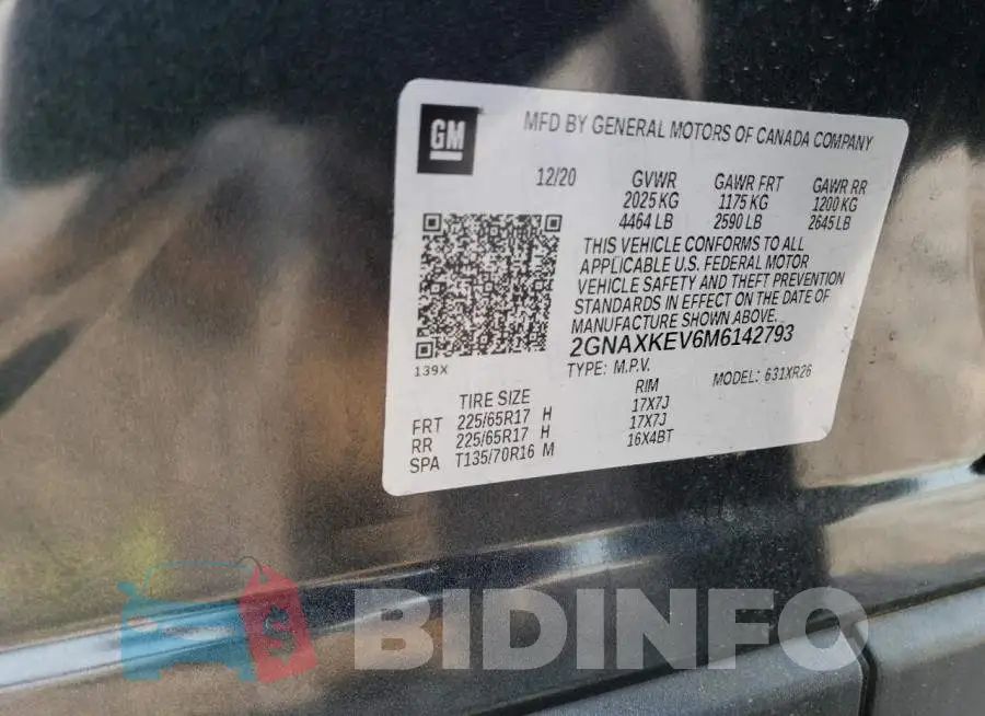 2GNAXKEV6M6142793 Photo# 12