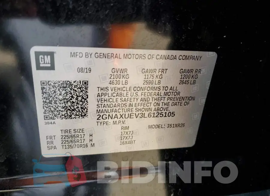 2GNAXUEV3L6125105 Photo# 12