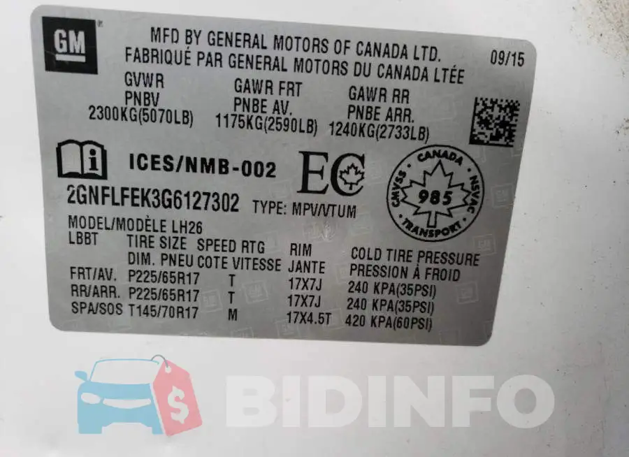 2GNFLFEK3G6127302 Photo# 12