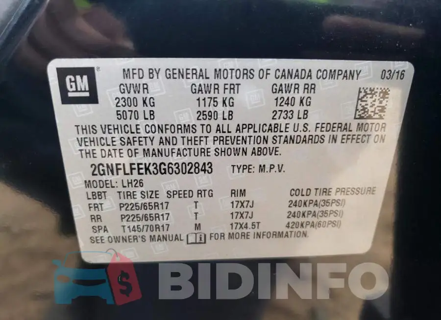 2GNFLFEK3G6302843 Photo# 12