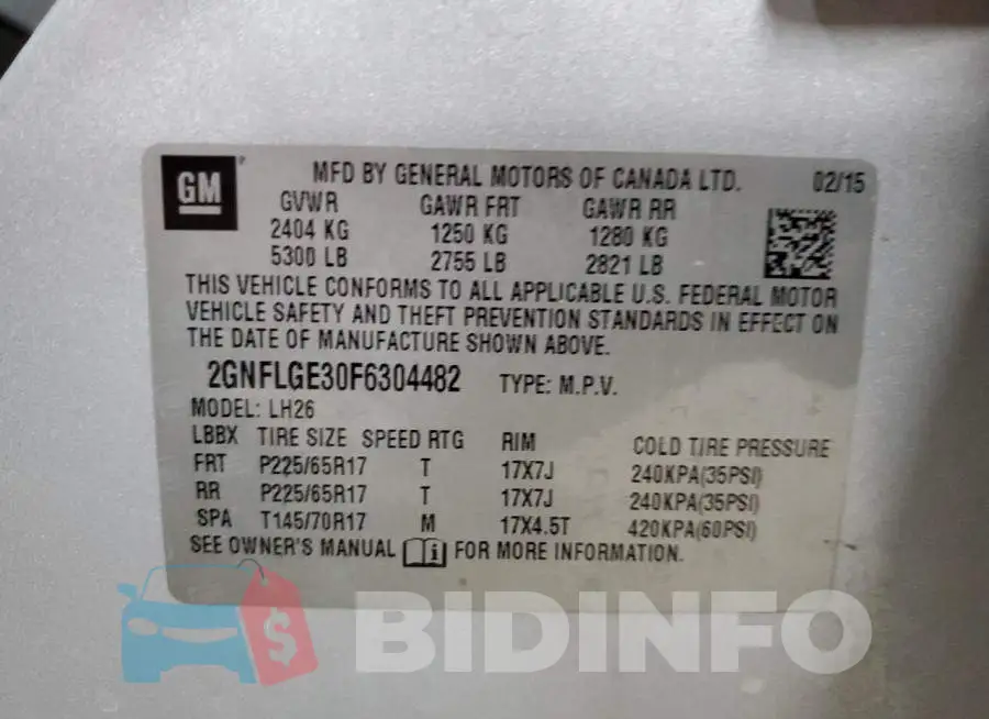 2GNFLGE30F6304482 Photo# 13