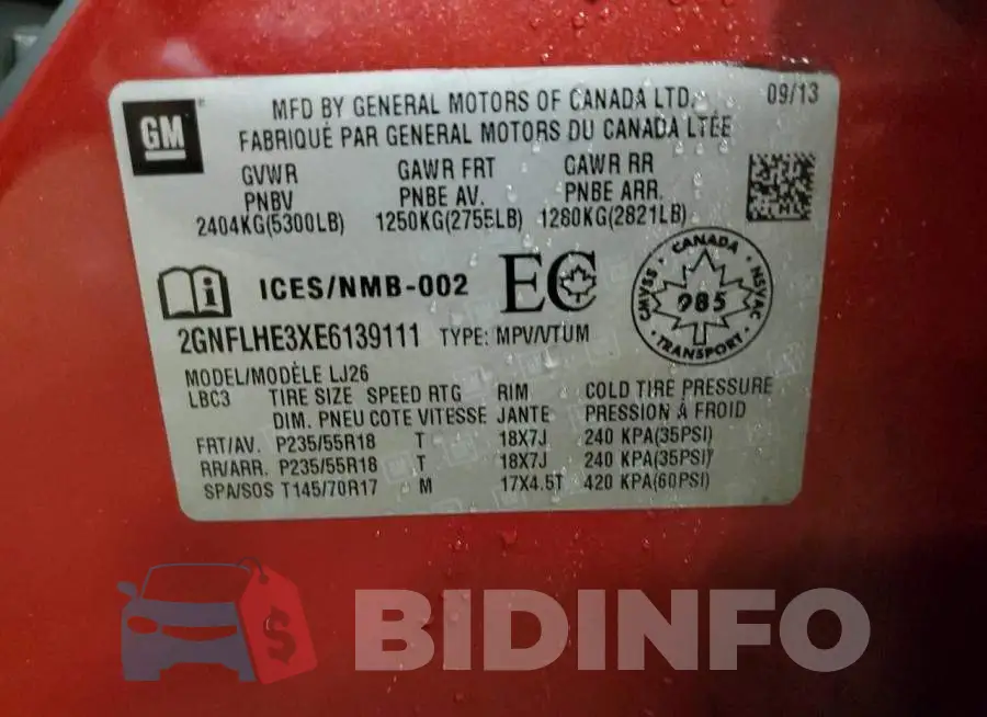 2GNFLHE3XE6139111 Photo# 14
