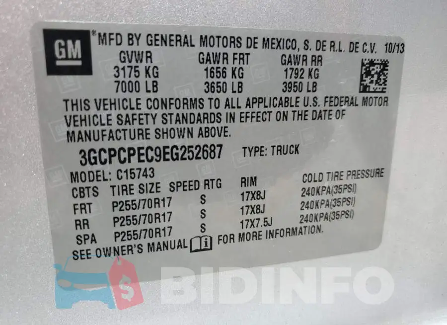3GCPCPEC9EG252687 Photo# 13