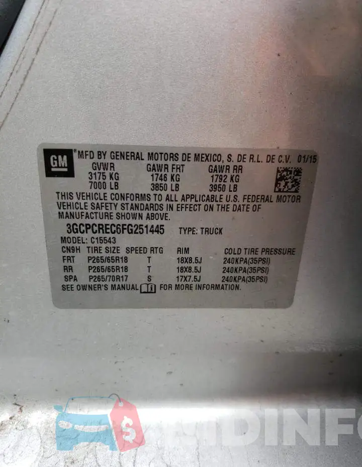3GCPCREC6FG251445 Photo# 13