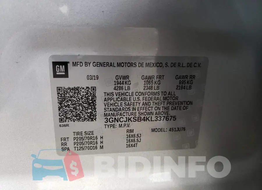 3GNCJKSB4KL337675 Photo# 13