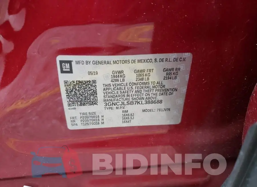 3GNCJLSB7KL388688 Photo# 13