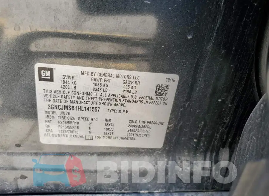 3GNCJMSB1HL141567 Photo# 13