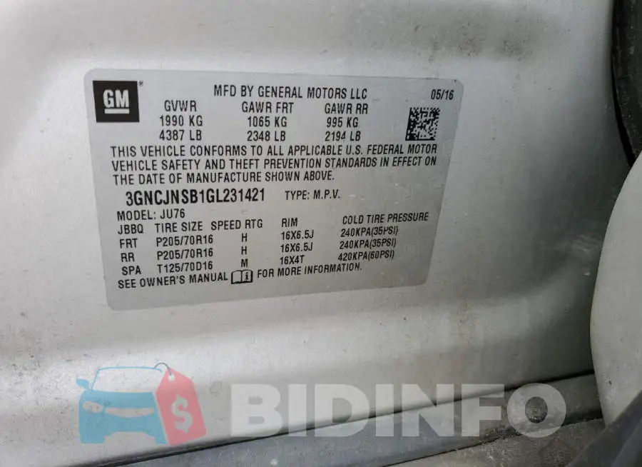 3GNCJNSB1GL231421 Photo# 12
